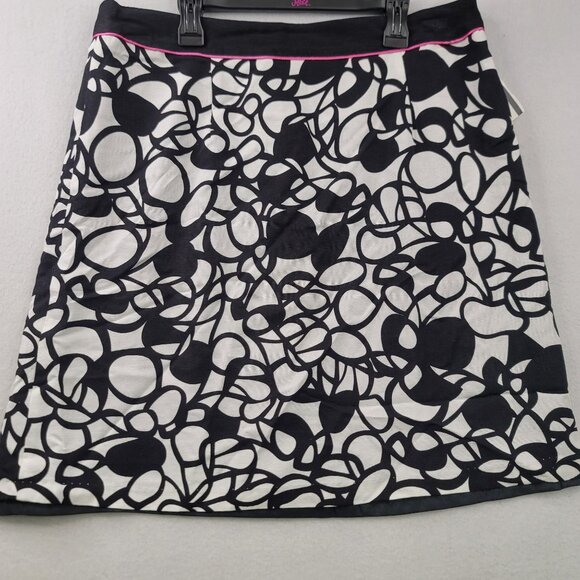 Robert Kitchen Black Ivory Abstract A-Line Skirt Size 10 - Picture 1 of 10